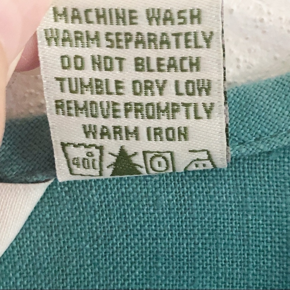 Orvis 100% Linen Teal Lagenlook Blouse Large - Picture 7 of 9